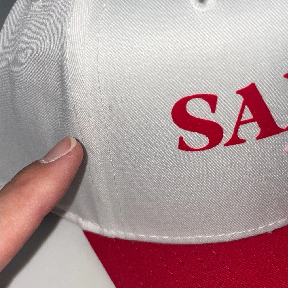 NWT (tiny flaw) Red and White Santa's Helper SnapBack Hat